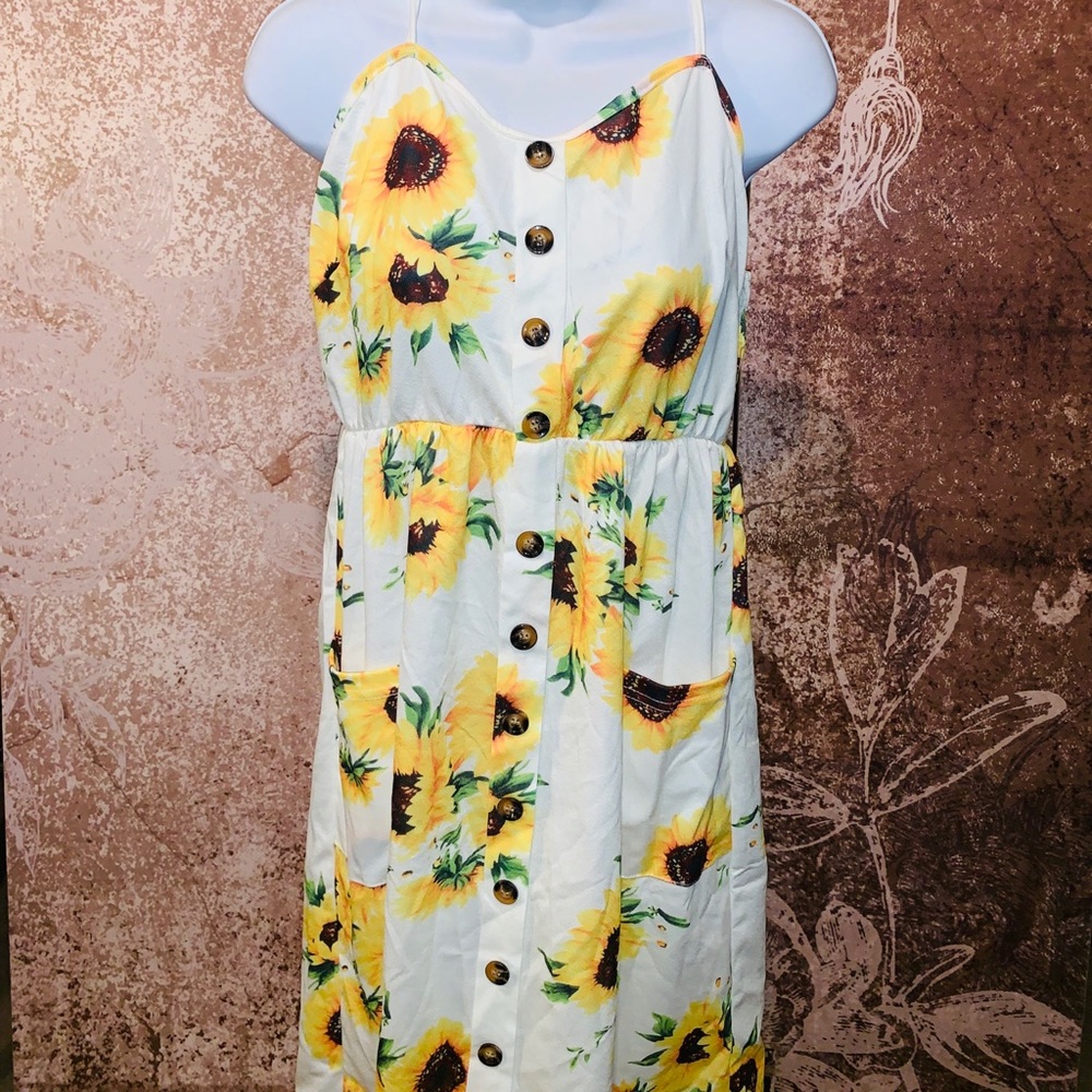Women’s sunflower button down midi dress